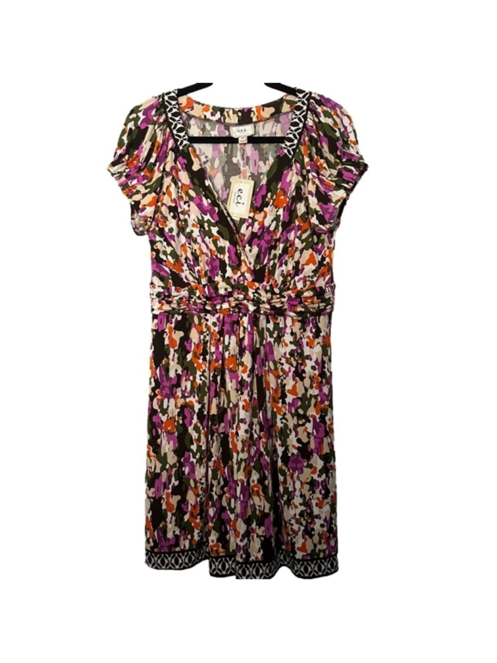 NWT ECI Size L Multi-color V-Neck Dress